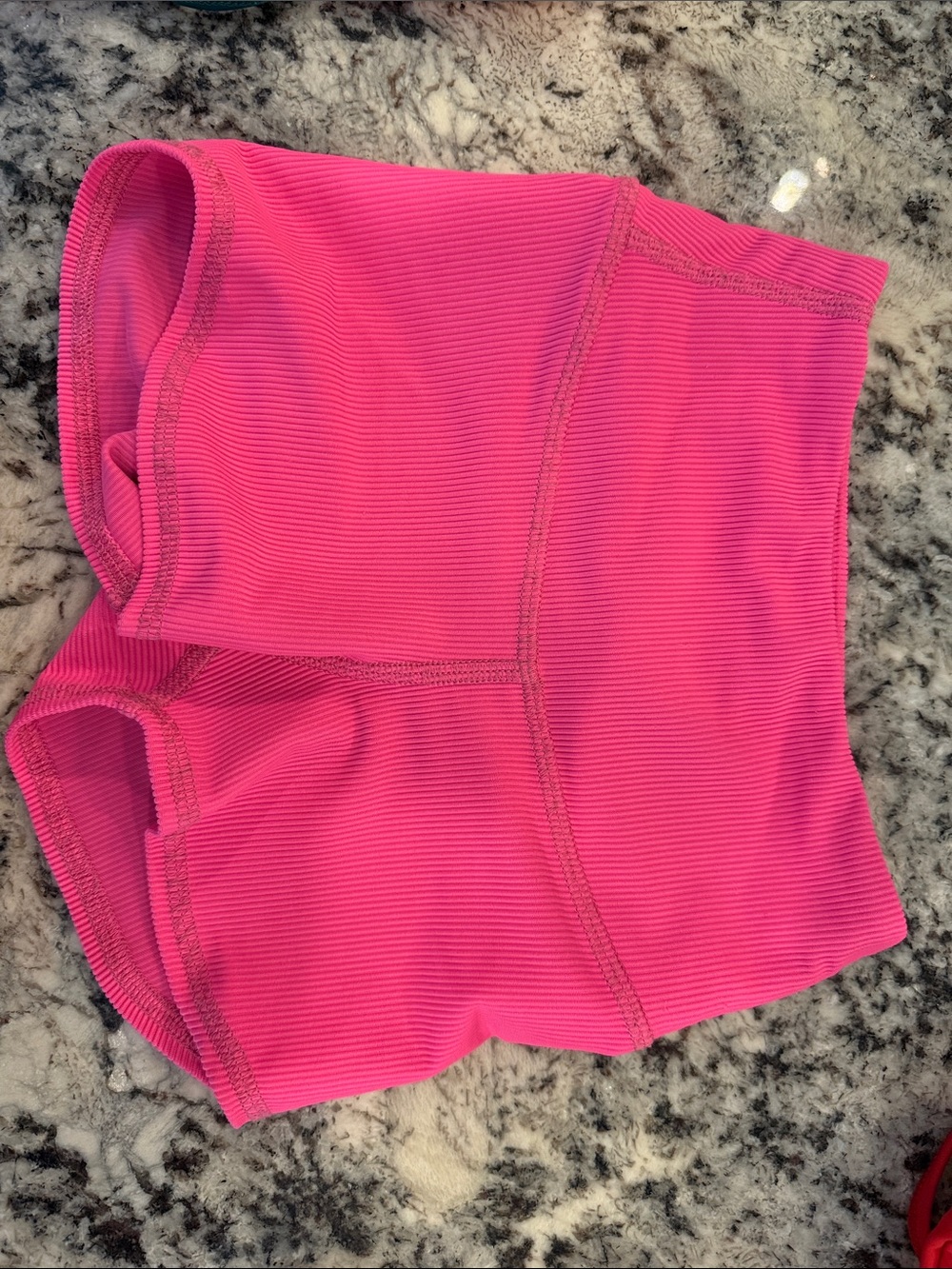 Tiger Friday Child Large High-Rise Pink Ribbed Shorts